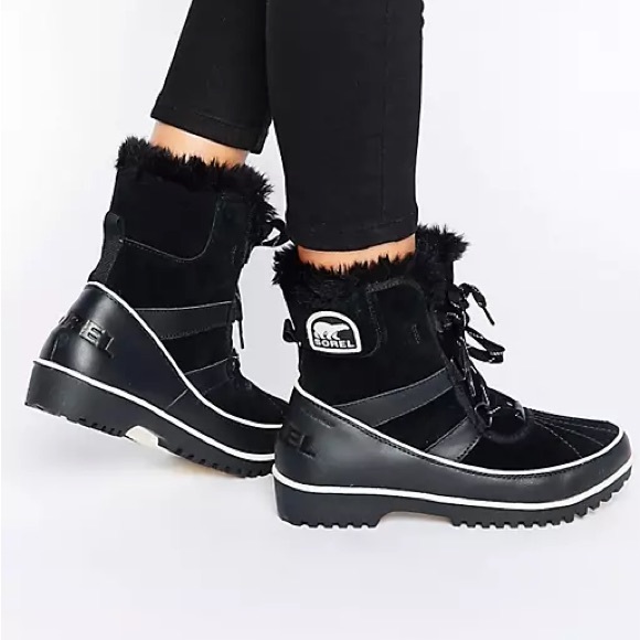 Sorel Tivoli II Women’s Waterproof Suede Snow Boot | Size 7 | Black and white - Picture 2 of 9